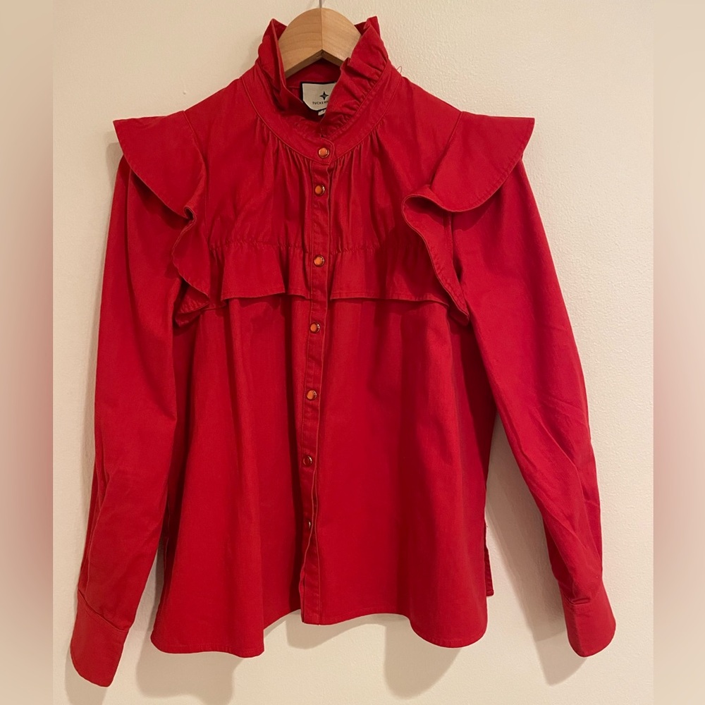 Tuckernuck Red Winnie Blouse in Women’s Size Small (EUC)